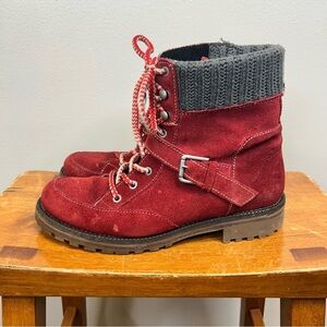 Bos. & Co. Colony Red Suede Cuff Boots Lace Up Womens 41 10 Hiking Outdoor Gorp